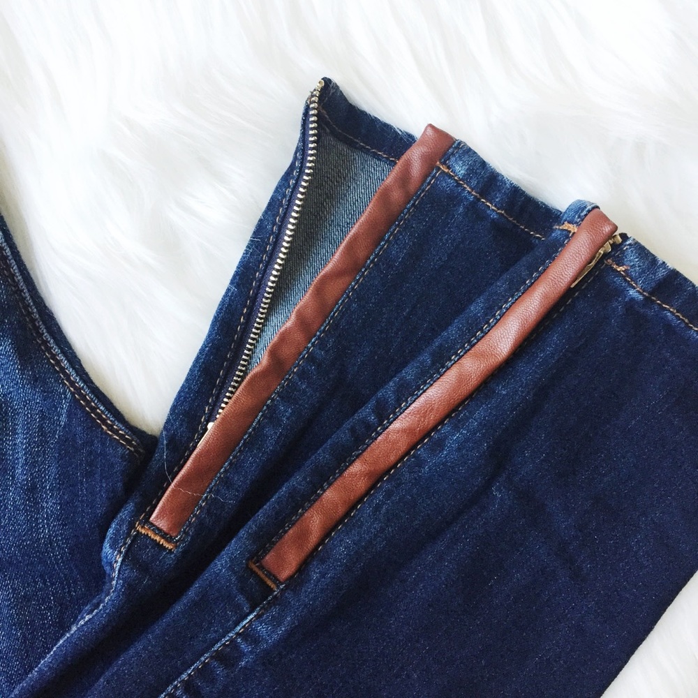 WHBM Skinny Jeans with Leather Detail. - Picture 2 of 8